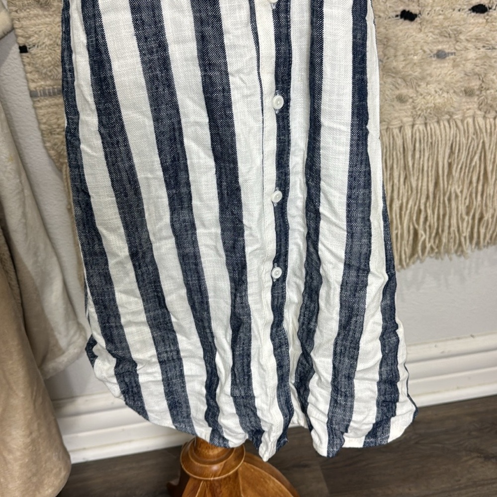 Hope & Harlow blue and White button down Striped Midi shirt Dress size 8 - Picture 4 of 8